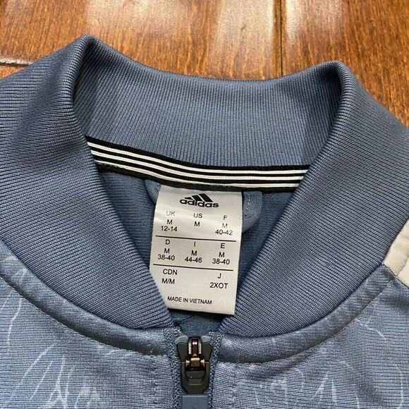 Adidas Floral Blue Gray Track Running Lightweight Jacket Women's Size Medium - Picture 7 of 8